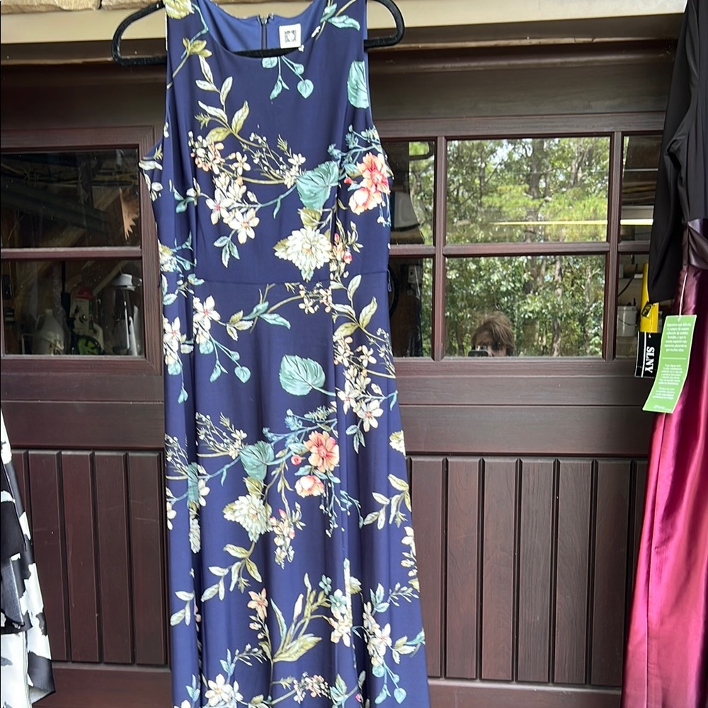 Floral Sleeveless Maxi Dress - Navy